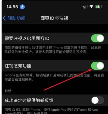 临澧苹果14维修网点分享iPhone14注视感知功能有什么用 