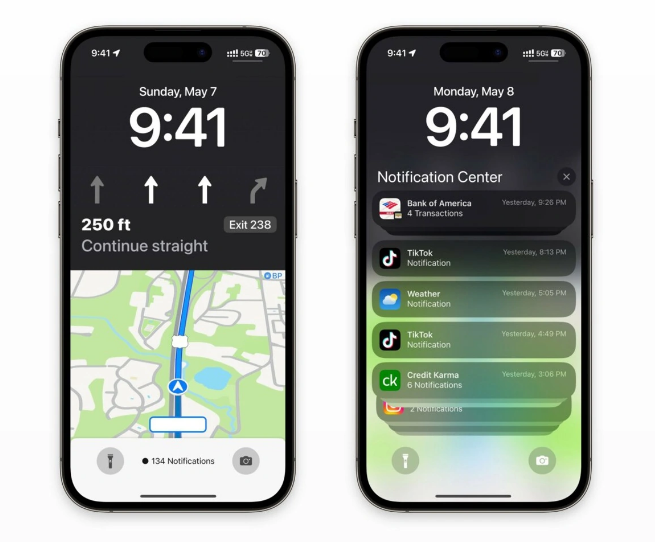 临澧苹果维修服务分享iOS17锁屏地图导航半屏显示长什么样 